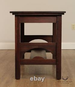 Antique Mission Oak One Drawer Writing Desk or Library Table