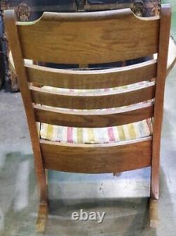 Antique Mission Oak Rocking Chair Padded Seat Slatted Back Limbert Stickley