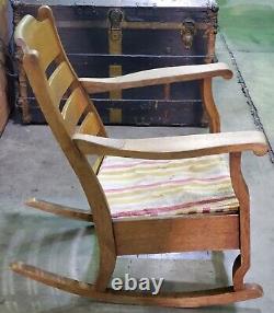 Antique Mission Oak Rocking Chair Padded Seat Slatted Back Limbert Stickley