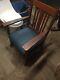 Antique Mission Oak Rocking Chair With New Blue Cushion