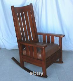 Antique Mission Oak Rocking Rocker Chair (tall back) Limbert Furniture Company