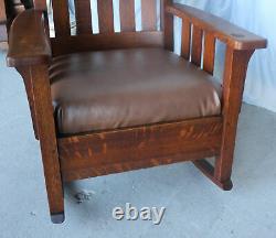 Antique Mission Oak Rocking Rocker Chair (tall back) Limbert Furniture Company