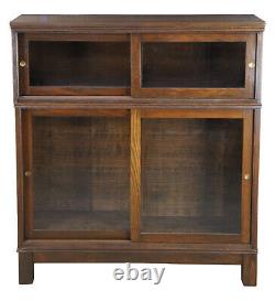 Antique Mission Oak Showcase Store Display Cabinet Bookcase Sliding Doors 48