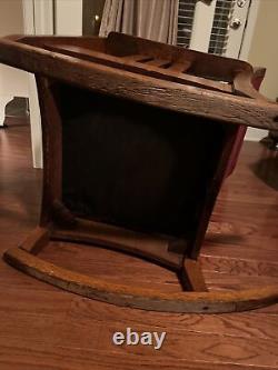 Antique Mission Oak Tiger Oak Rocking Chair With Matching Foot Stool Excellent