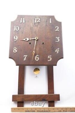 Antique Mission Oak Wall Clock National Clock Co 23.5 in Regulator Wall Clock