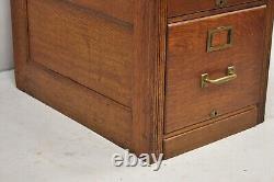 Antique Mission Oak Wood Four Drawer Vertical 29 Deep Office File Cabinet