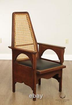 Antique Mission Oak and Caned Back Chair