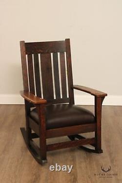 Antique Mission Oak and Leather Rocker