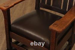 Antique Mission Oak and Leather Rocker