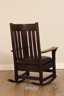 Antique Mission Oak and Leather Rocker