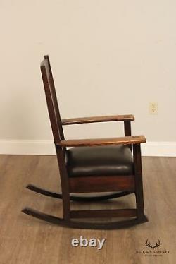 Antique Mission Oak and Leather Rocker