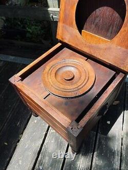Antique Mission Quarter Cut Oak Commode Chamber Potty Toilet Chair Child Seat