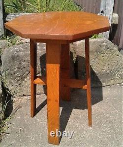 Antique Mission Quarter Sawn Oak Table or Stand Octagon Shape 1930s