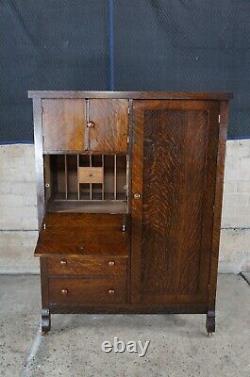 Antique Mission Quartersawn Oak Chifferobe Armoire Dresser Secretary Desk 63