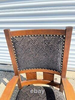 Antique Mission Solid Oak Rocking Chair. New, Gorgeous Upholstery