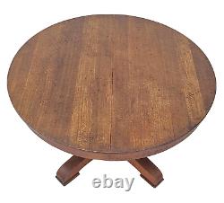 Antique Mission Solid Quarter Sawn Oak Round Oak Dining Table & 1 Leaf 1910s