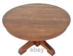 Antique Mission Solid Quarter Sawn Oak Round Oak Dining Table & 1 Leaf 1910s