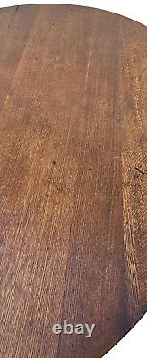 Antique Mission Solid Quarter Sawn Oak Round Oak Dining Table & 1 Leaf 1910s