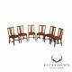 Antique Mission Style Oak Set 6 T Back Dining Chairs