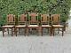 Antique Mission Style Oak Set Of 5 Dining Chairs Early American