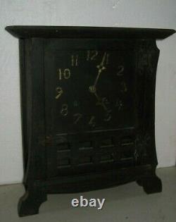 Antique New Haven Los Santos Mission Oak 8 Day Chime Clock Working Arts Crafts