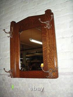 Antique Oak Frame Mirror Mission style Arts & Crafts 1900's refinished