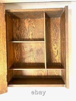 Antique Oak Hanging Cabinet Mission Style for Medicine or Spice