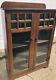 Antique Oak Mission Arts & Crafts 2 Door Bookcase Green Stained Glass
