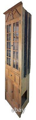 Antique Oak Mission Country Corner Display Cabinet China Curio Cupboard 78.5