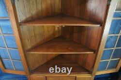 Antique Oak Mission Country Corner Display Cabinet China Curio Cupboard 79