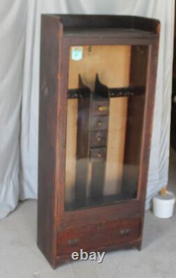 Antique Oak Mission Gun Cabinet original finish