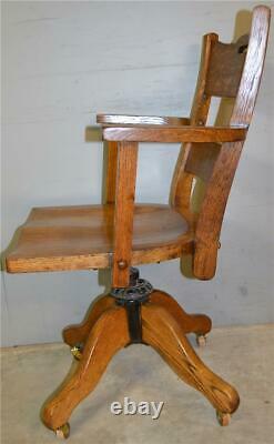Antique Oak Office Chair, Mission Style Lawyers Office Desk Chair #21021