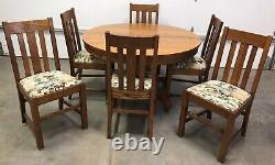 Antique Oak Table & 6 Chairs Vintage Kitchen Furniture Mission- Southwest Theme