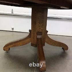 Antique Oak Table & 6 Chairs Vintage Kitchen Furniture Mission- Southwest Theme