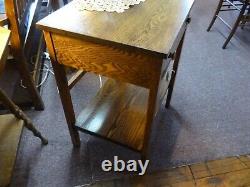 Antique Oak Table side end desk stand Mission style 1900's refinished #2
