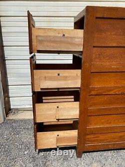 Antique Oak Wood 4 Drawer File Cabinet 54 Wooden Filing Mission Craftsman Style