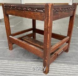 Antique Old Mission Oak Footstool Bench Arts & Crafts Period American Furniture