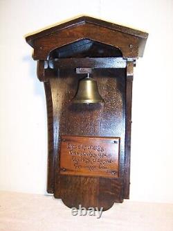 Antique Original Mission Oak Arts & Crafts Jamestown Brass Dinner Bell Byron