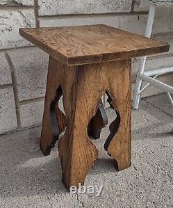 Antique Primitive Arts & Crafts Mission Oak Plant Fern Stand Small End Table