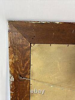 Antique Quarter Sawn Oak Beveled Wall Mirror 47x25