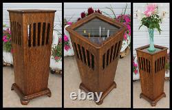 Antique Quarter Sawn Oak Mission Arts & Crafts Umbrella Cane Holder Plant Stand