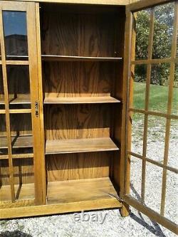 Antique Quarter Sawn Oak Mission Arts and Crafts 2 Door Bookcase Rockford Desk