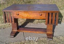 Antique Quarter Sawn Oak Mission Style Double Pedestal Library Desk Table