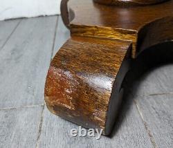 Antique Quartersawn Tiger Oak Wood Oval Library Desk Pedestal Table Empire