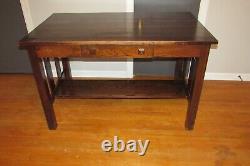 Antique Red Oak Mission Arts & Crafts Style Writing Desk Library Table #1171