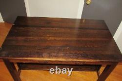 Antique Red Oak Mission Arts & Crafts Style Writing Desk Library Table #1171