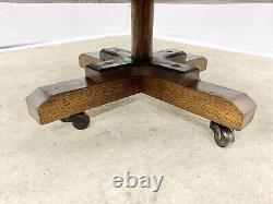 Antique Revolving Oak Bookcase Mission Style Rotating Stand Table on Casters Vtg