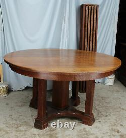 Antique Round Oak Dining Table 54 Diameter 1 thick top Limbert Mission
