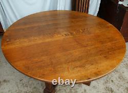 Antique Round Oak Dining Table 54 Diameter 1 thick top Limbert Mission