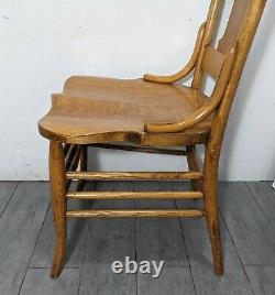 Antique Rustic Colonial Quartersawn Oak Dining Chair Early American Mission